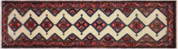 handmade Traditional Antique Ivory Red Hand Knotted RUNNER 100% Wool Pile area rug 3x10